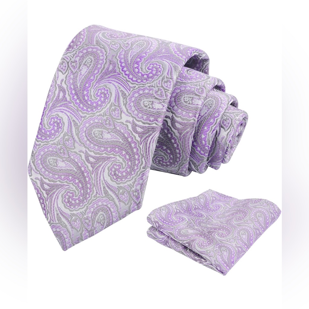 Elegant Paisley Purple Tie Set